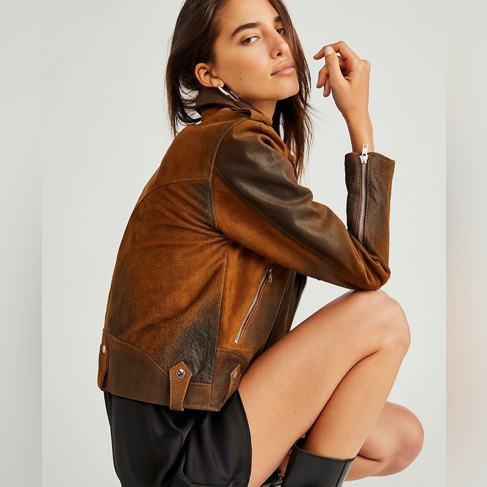 NWOT Free People Afterglow Leather Jacket